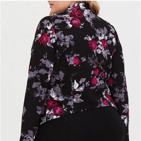 Torrid Size 6 6X Ponte Knit Flare Open Front Blazer Cardigan Floral NEW Classic - Picture 2 of 12